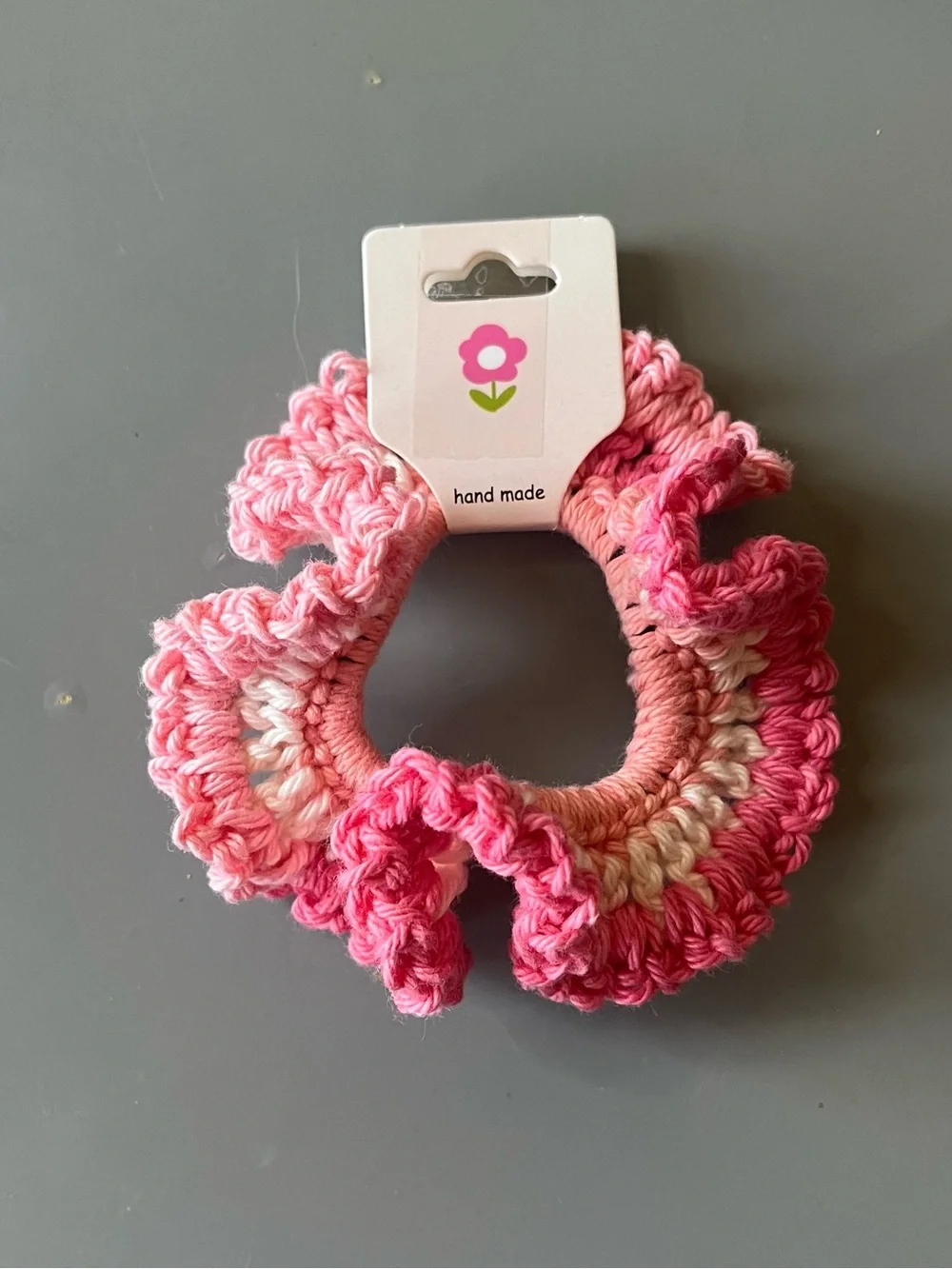 Set of 2 Handmade Crochet Scrunchies - Magenta, Pink, and White Ombre NWT